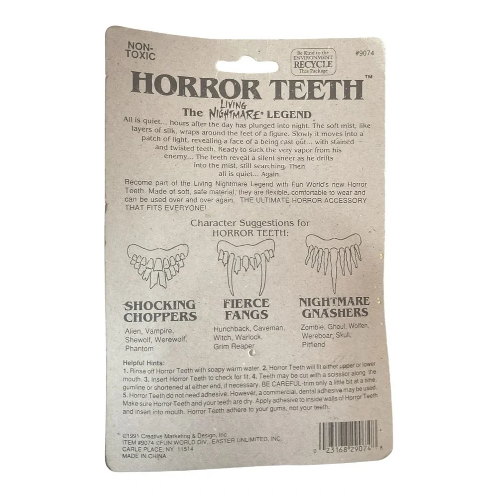 🧛 Vintage Theatrical Horror Teeth – Living Nightmare – Sealed Costume Accessory